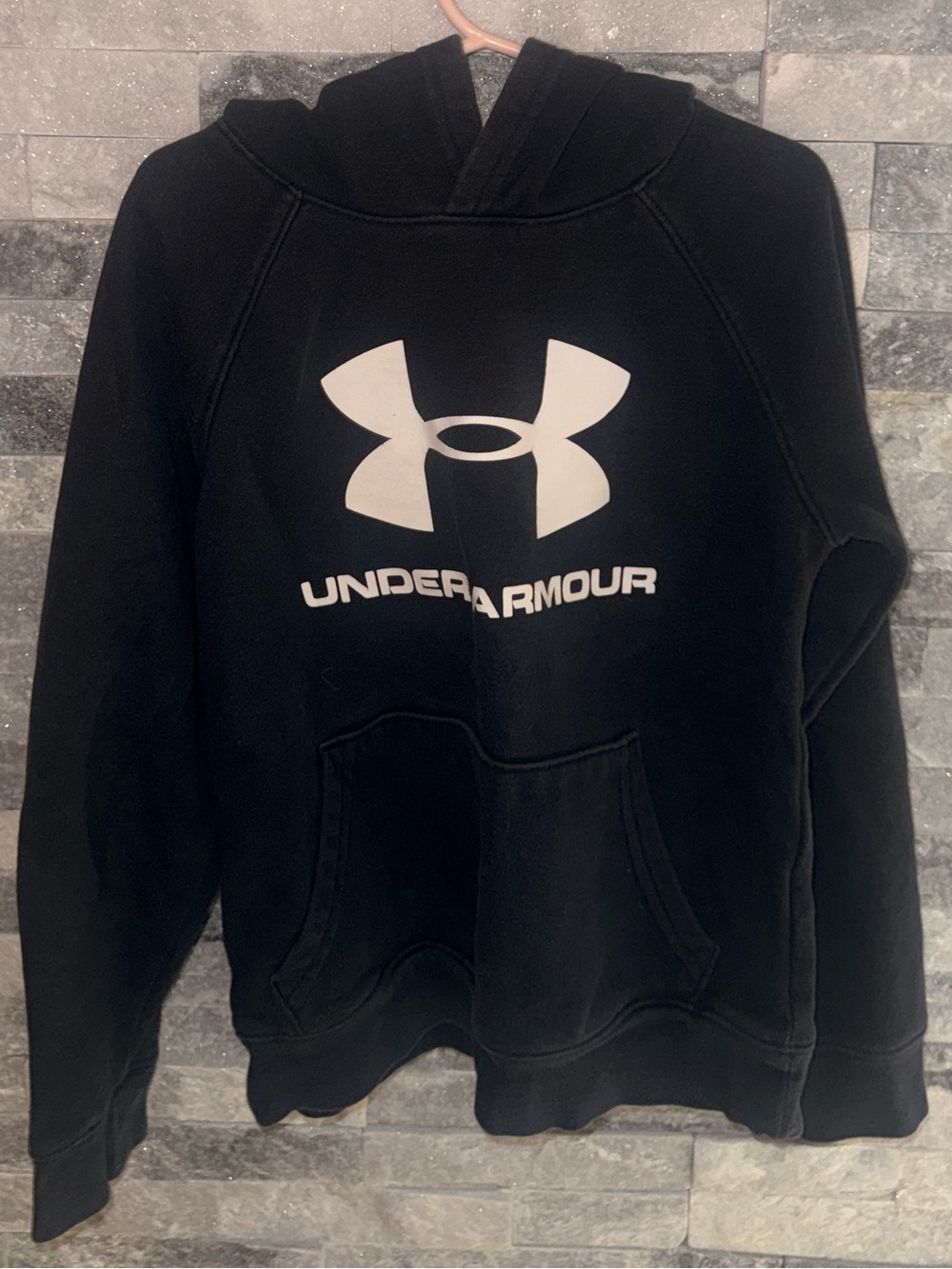 Under Armour Kids Black Crewneck Hoodie with White Logo